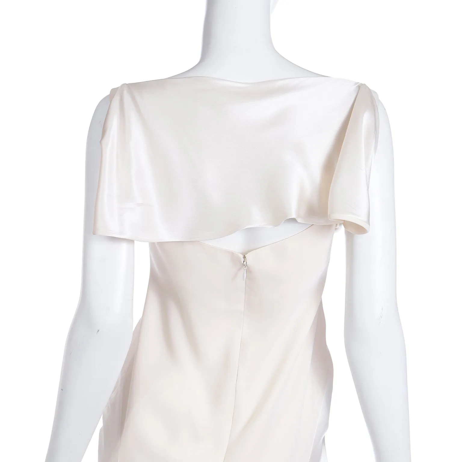 2000s Valentino Garavani Ivory Silk Crepe & Charmeuse Dress