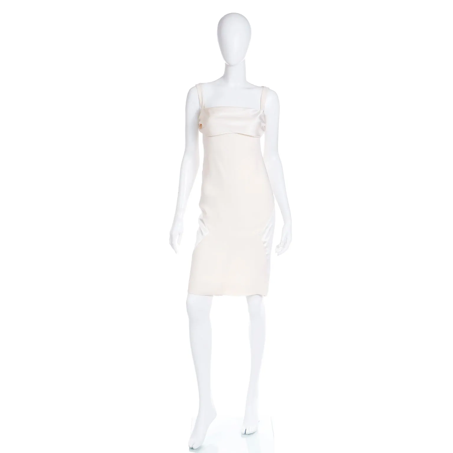 2000s Valentino Garavani Ivory Silk Crepe & Charmeuse Dress