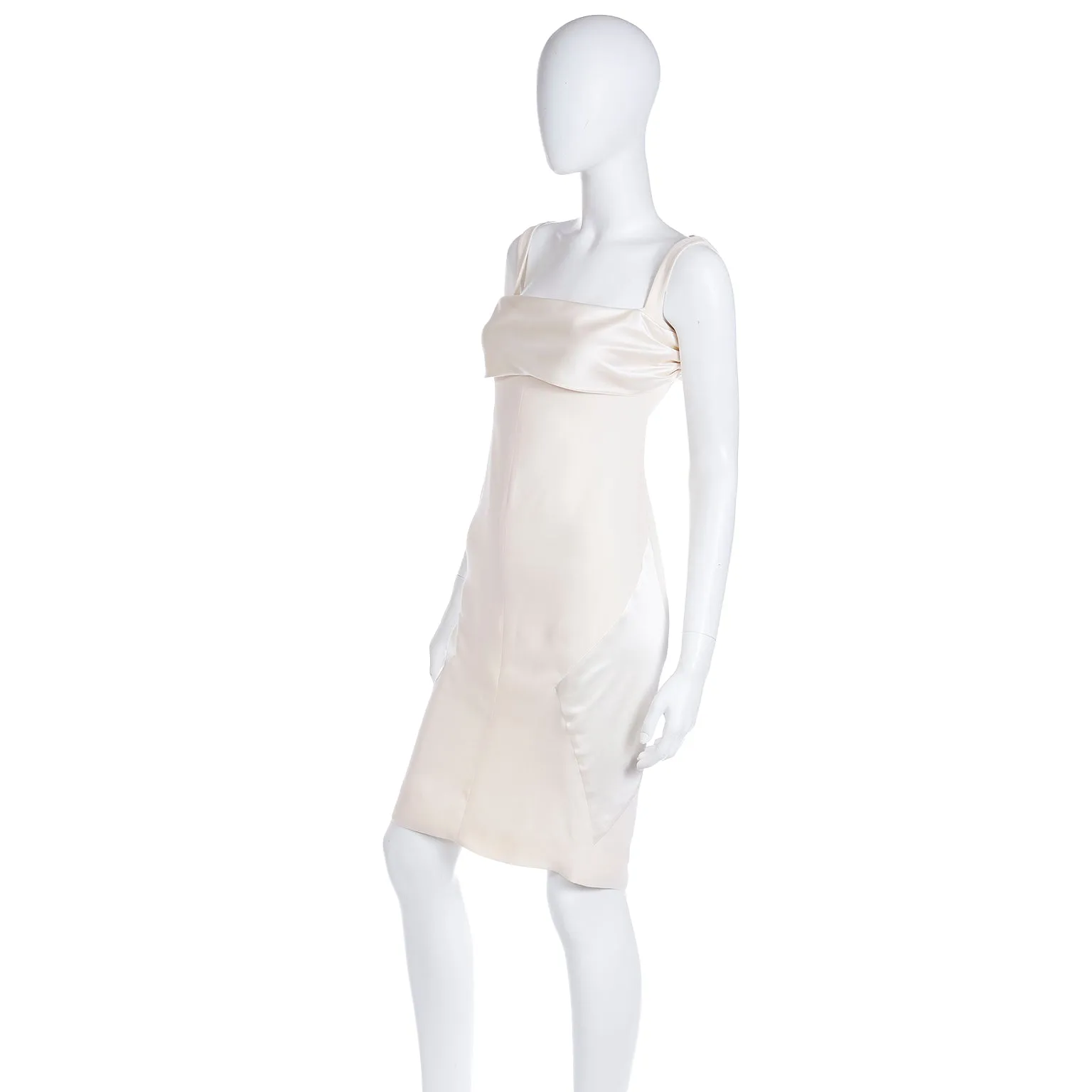 2000s Valentino Garavani Ivory Silk Crepe & Charmeuse Dress