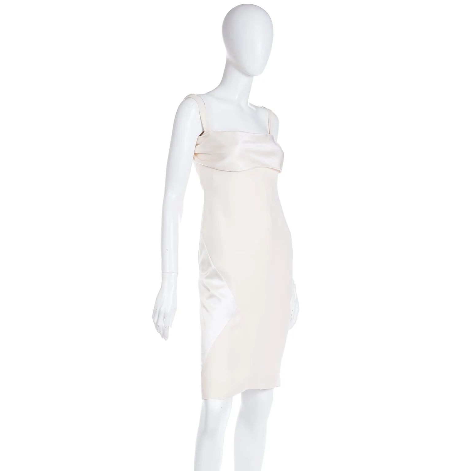 2000s Valentino Garavani Ivory Silk Crepe & Charmeuse Dress
