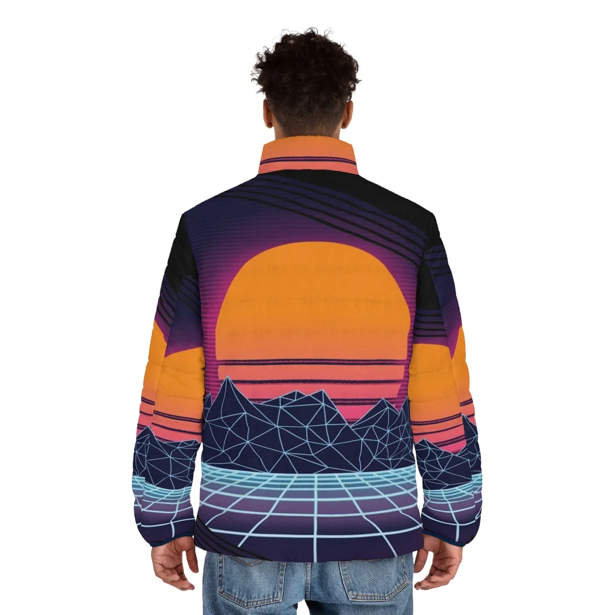 80s Outrun Puffer Jacket - Retro Cyberpunk Aesthetic