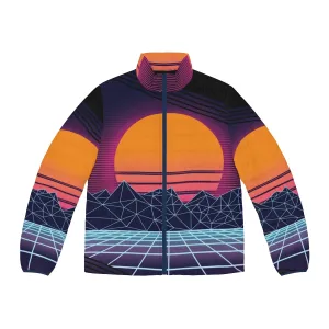 80s Outrun Puffer Jacket - Retro Cyberpunk Aesthetic