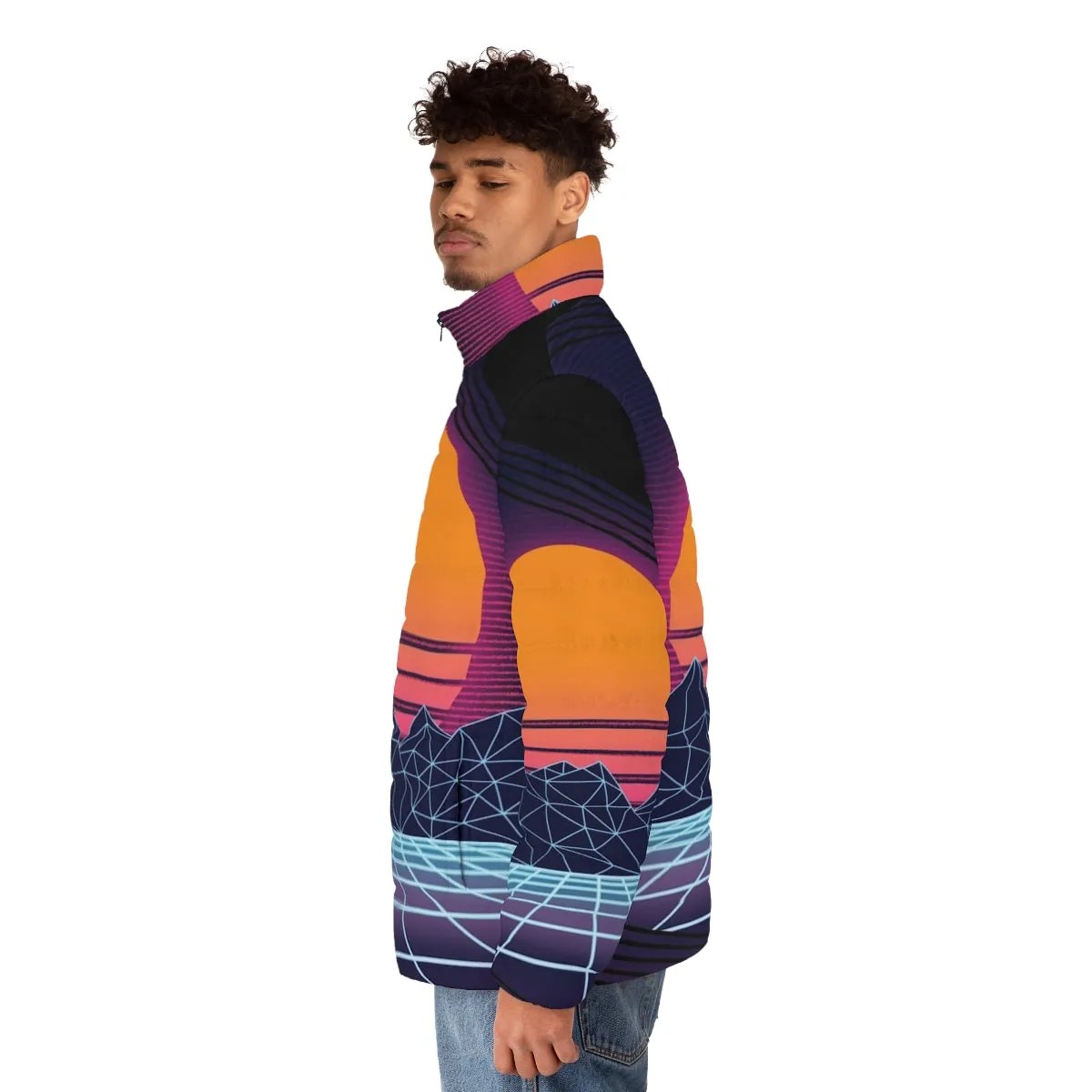 80s Outrun Puffer Jacket - Retro Cyberpunk Aesthetic