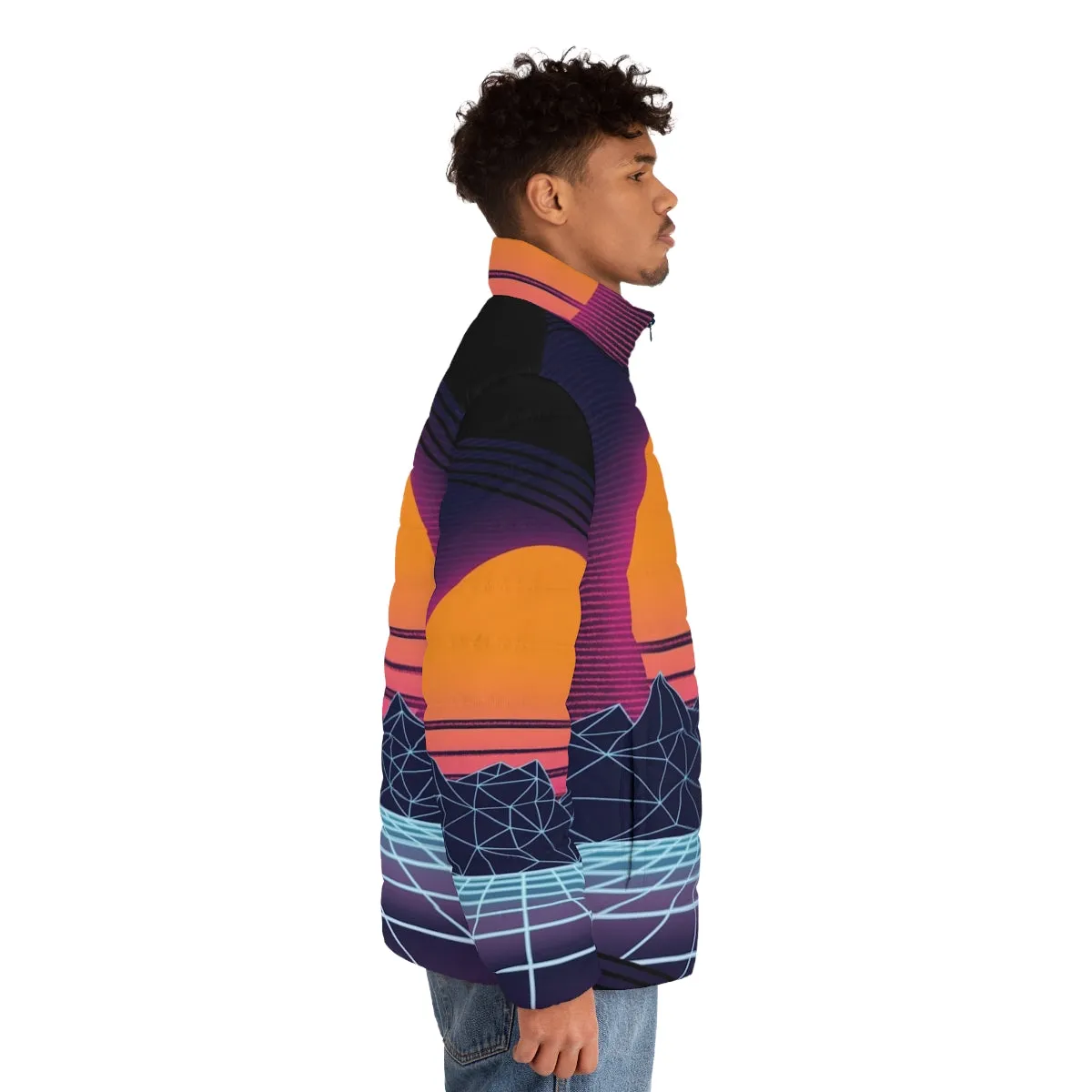 80s Outrun Puffer Jacket - Retro Cyberpunk Aesthetic