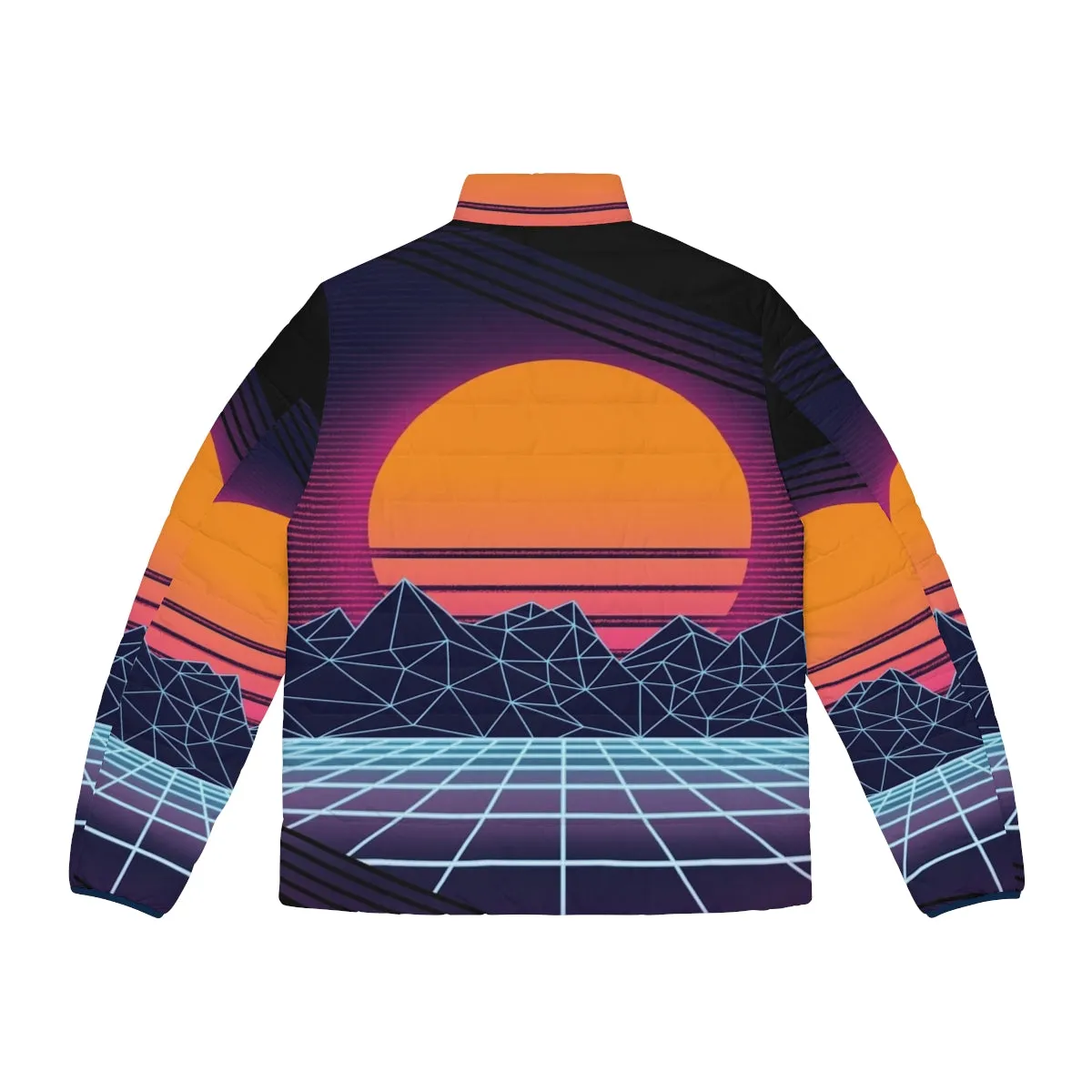 80s Outrun Puffer Jacket - Retro Cyberpunk Aesthetic