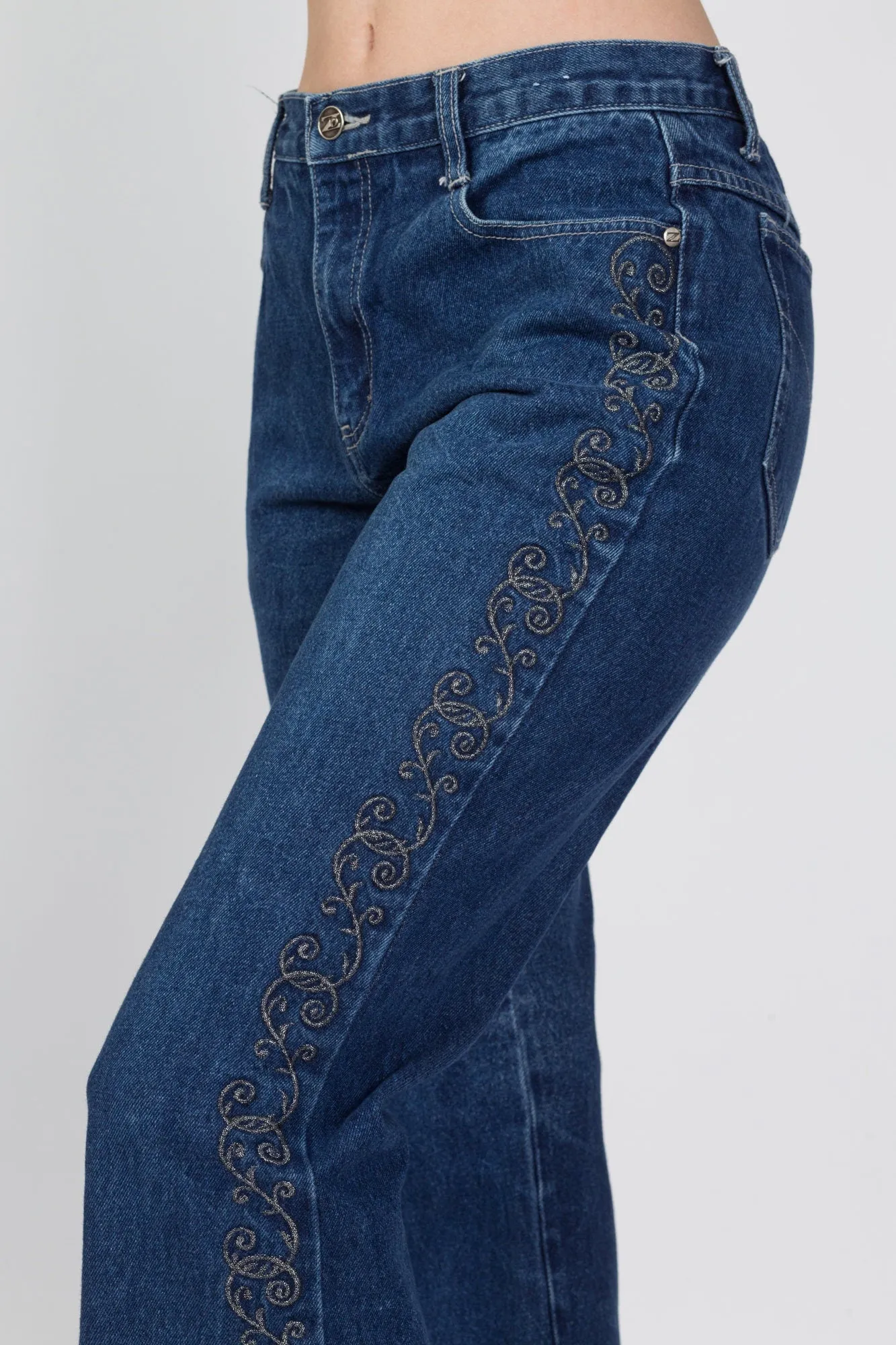 90s Embellished Kick Flare Jeans - Medium, 31"