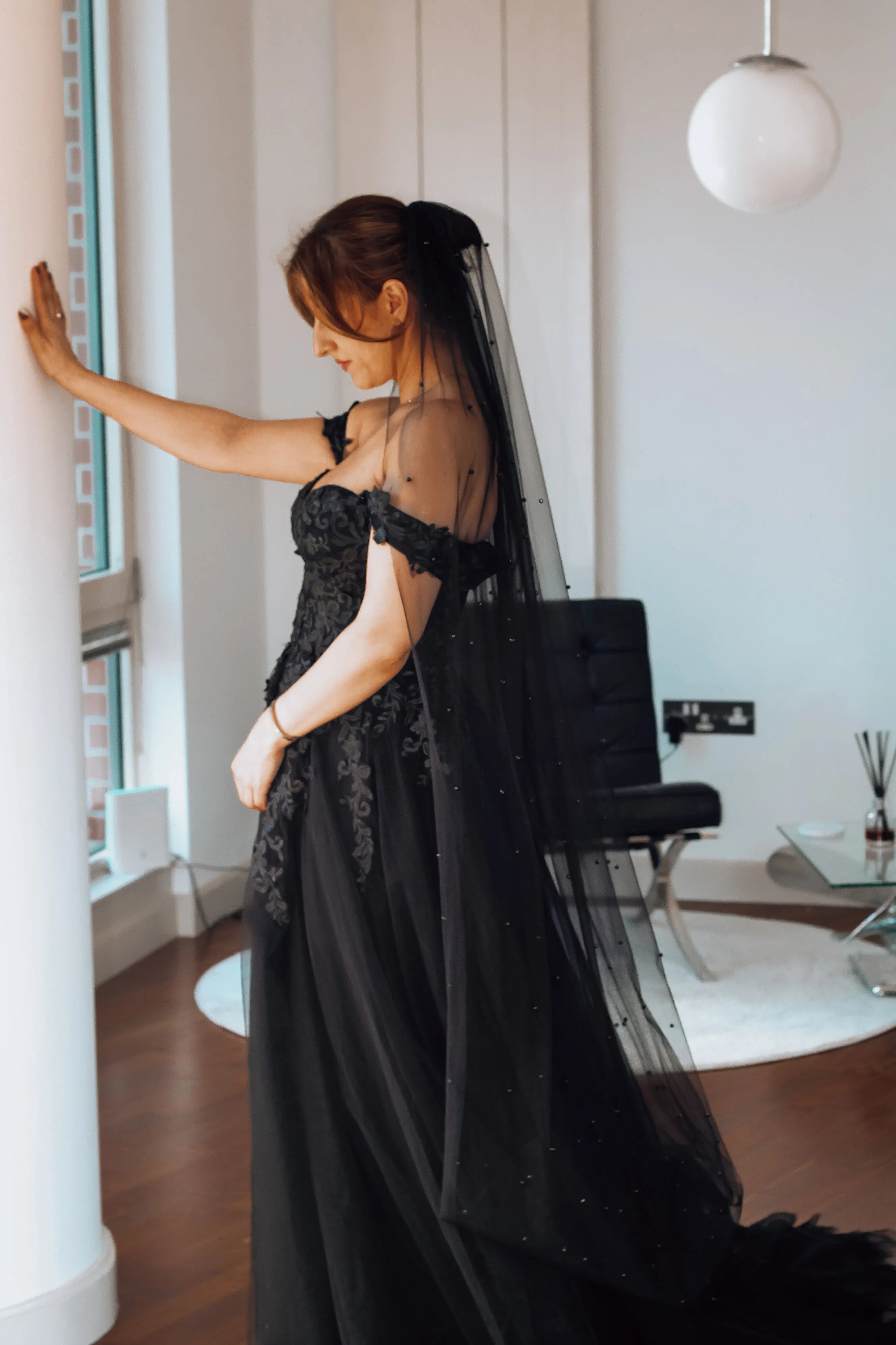 Blake -Black Off-the-shoulder Bridal Gown