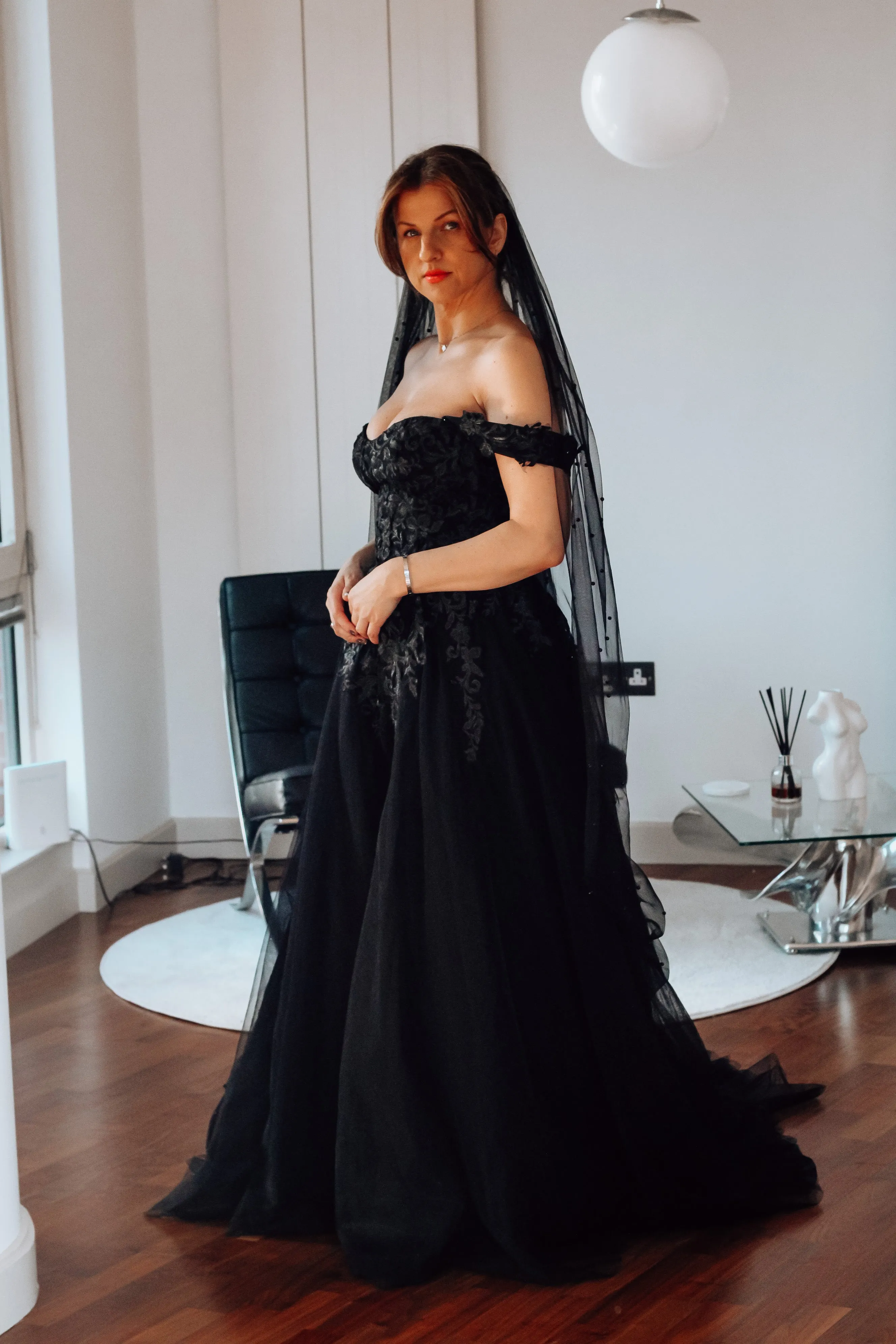 Blake -Black Off-the-shoulder Bridal Gown