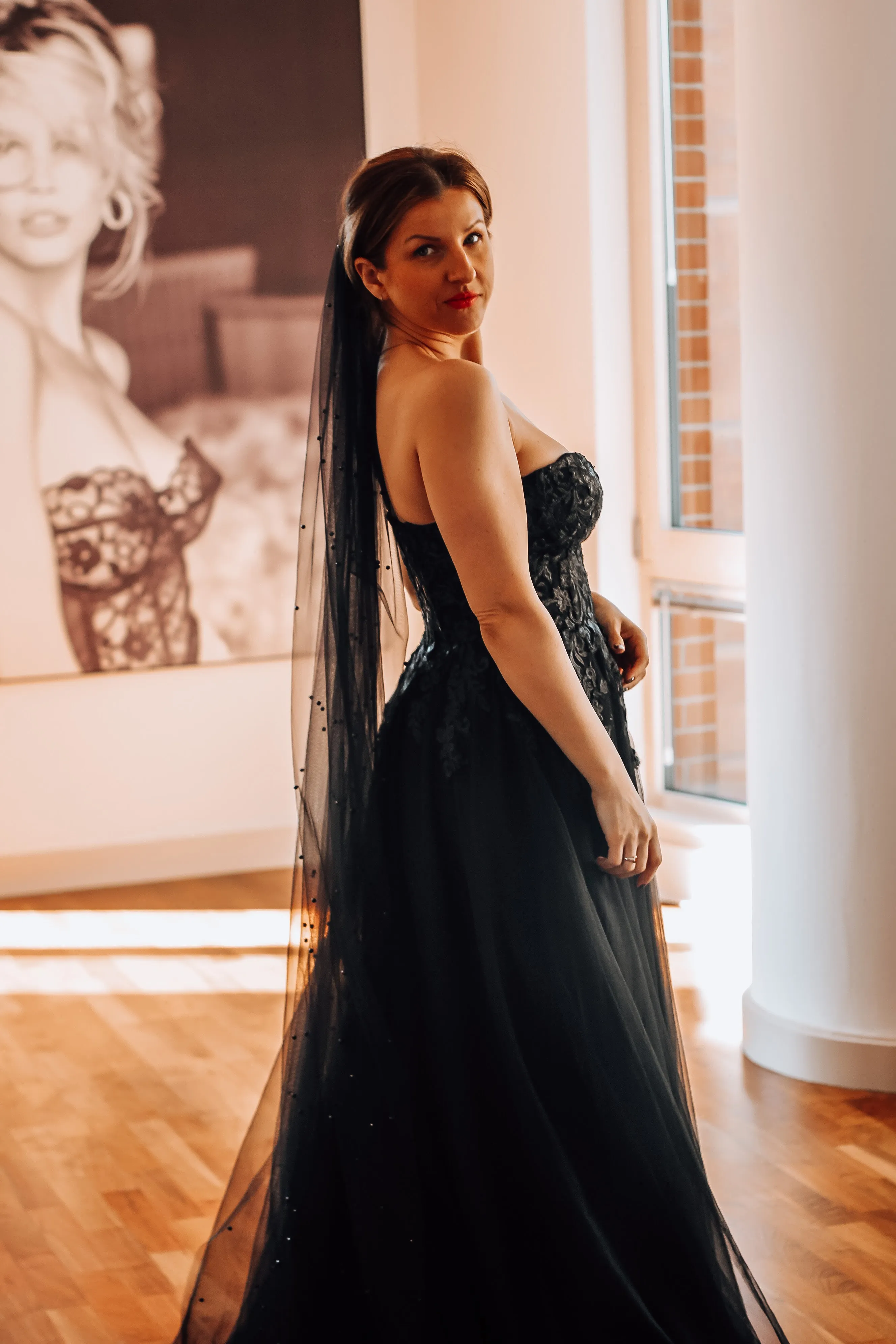 Blake -Black Off-the-shoulder Bridal Gown