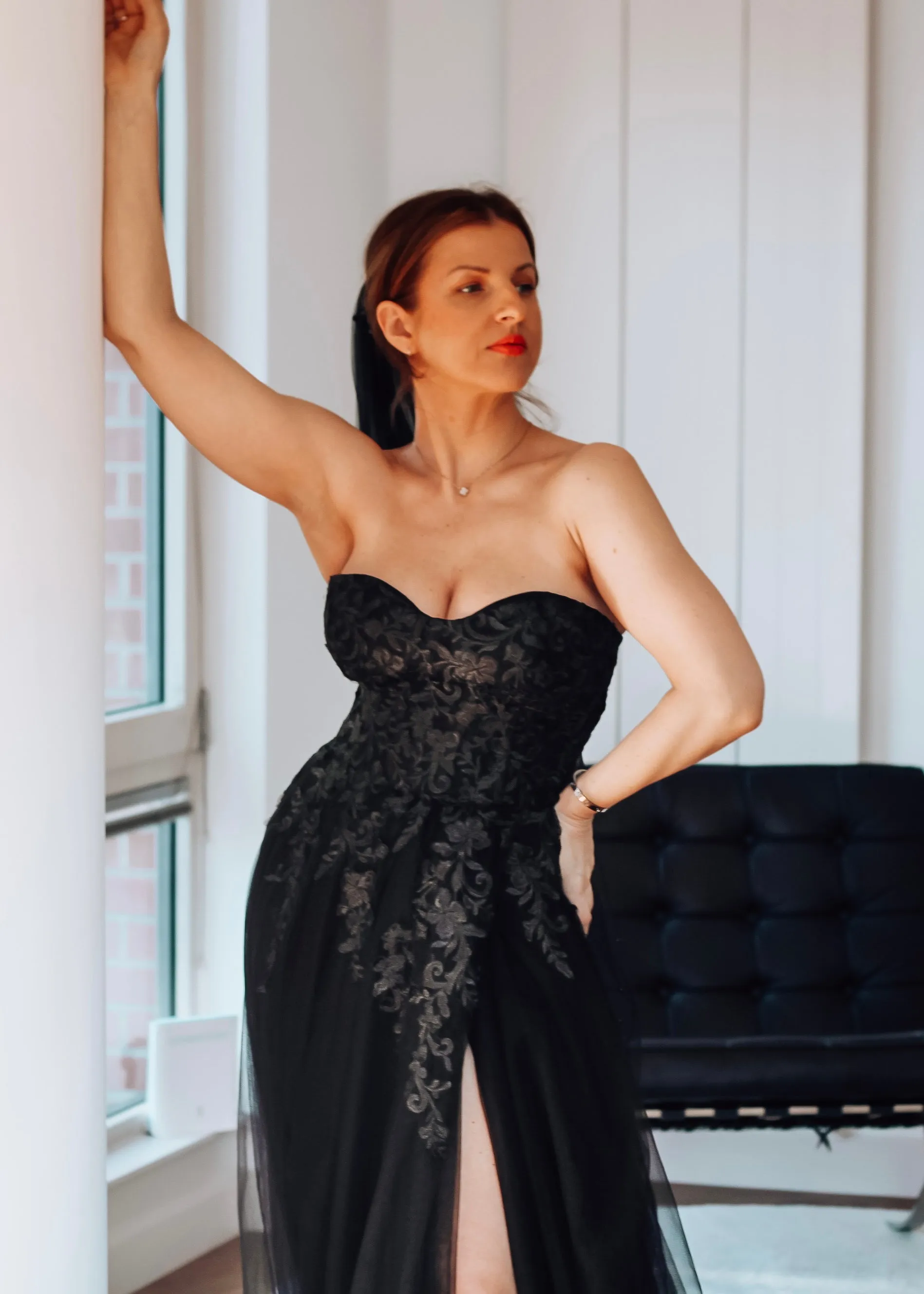 Blake -Black Off-the-shoulder Bridal Gown
