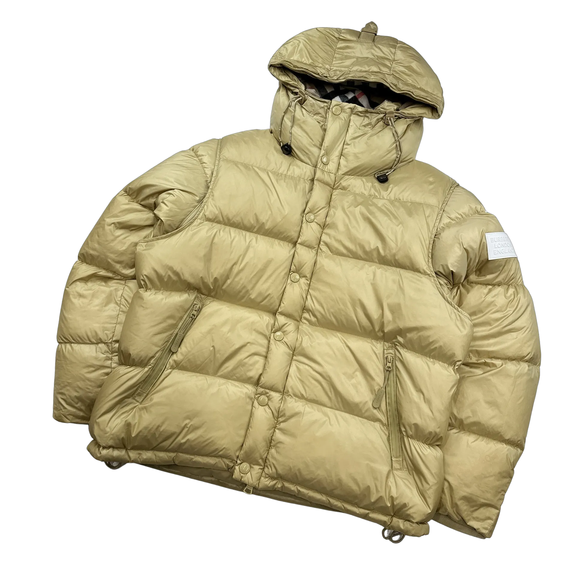 Burberry Honey Down Filled Spellout 2 In 1 Puffer Jacket - XXL
