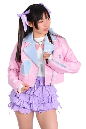 Candy Cruiser Cropped Moto Jacket - Bubblegum