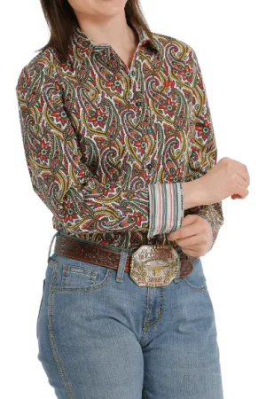 Cinch Women's Long Sleeve Floral Paisley Button Western Shirt MSW9165031