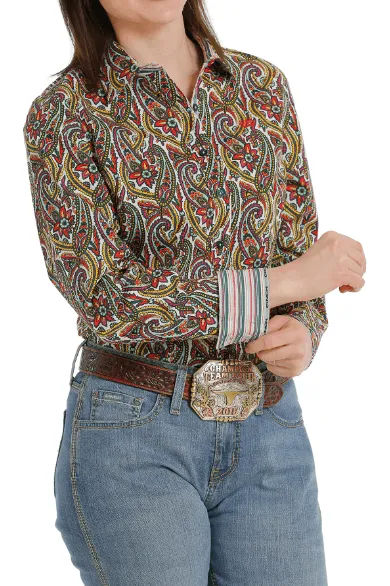 Cinch Women's Long Sleeve Floral Paisley Button Western Shirt MSW9165031