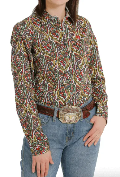 Cinch Women's Long Sleeve Floral Paisley Button Western Shirt MSW9165031