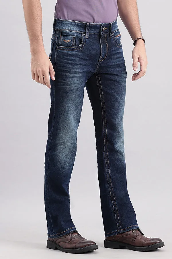 Dk Blue 5 Pocket Slim Fit Low Rise Boot Leg Jeans