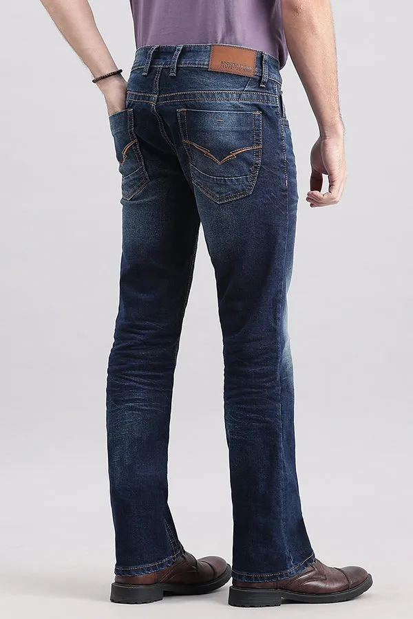 Dk Blue 5 Pocket Slim Fit Low Rise Boot Leg Jeans