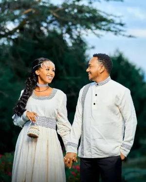 Elegant Oromo Outfit For Couples' Oromo Couples' Outfit With Accessories Habesha Cloth for Couples