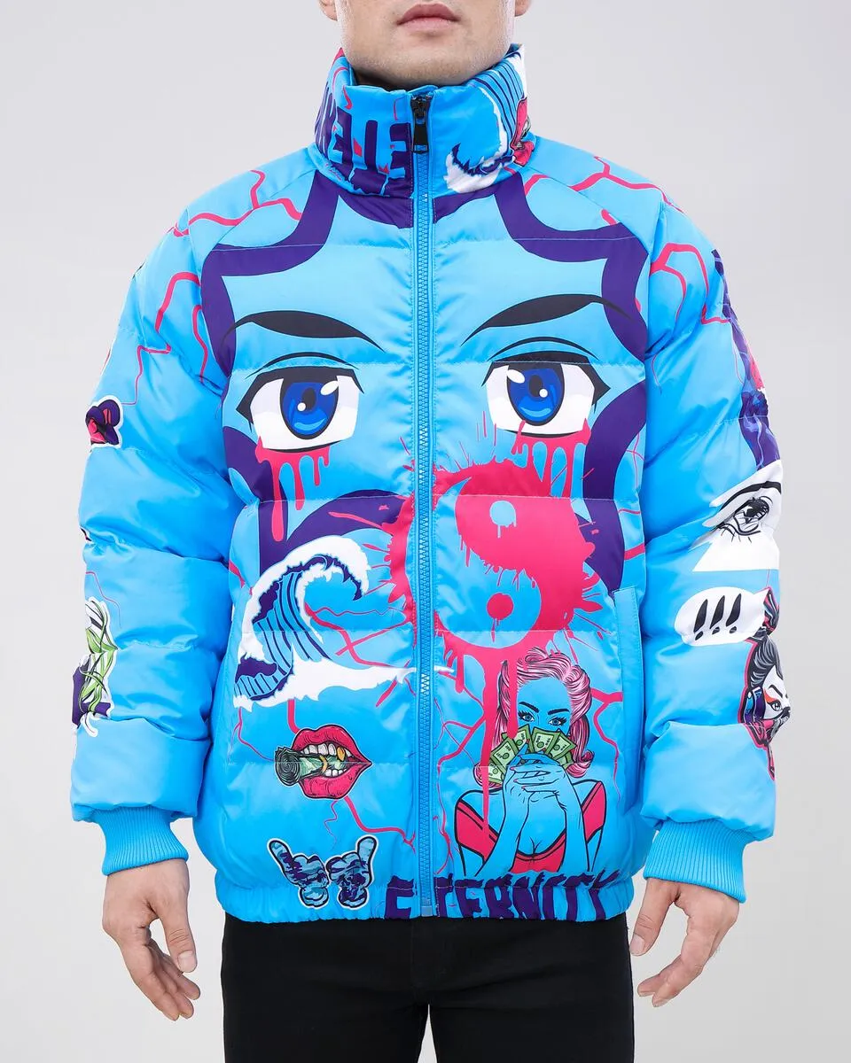 Eternity-Eyes Puffer Jacket-Blue