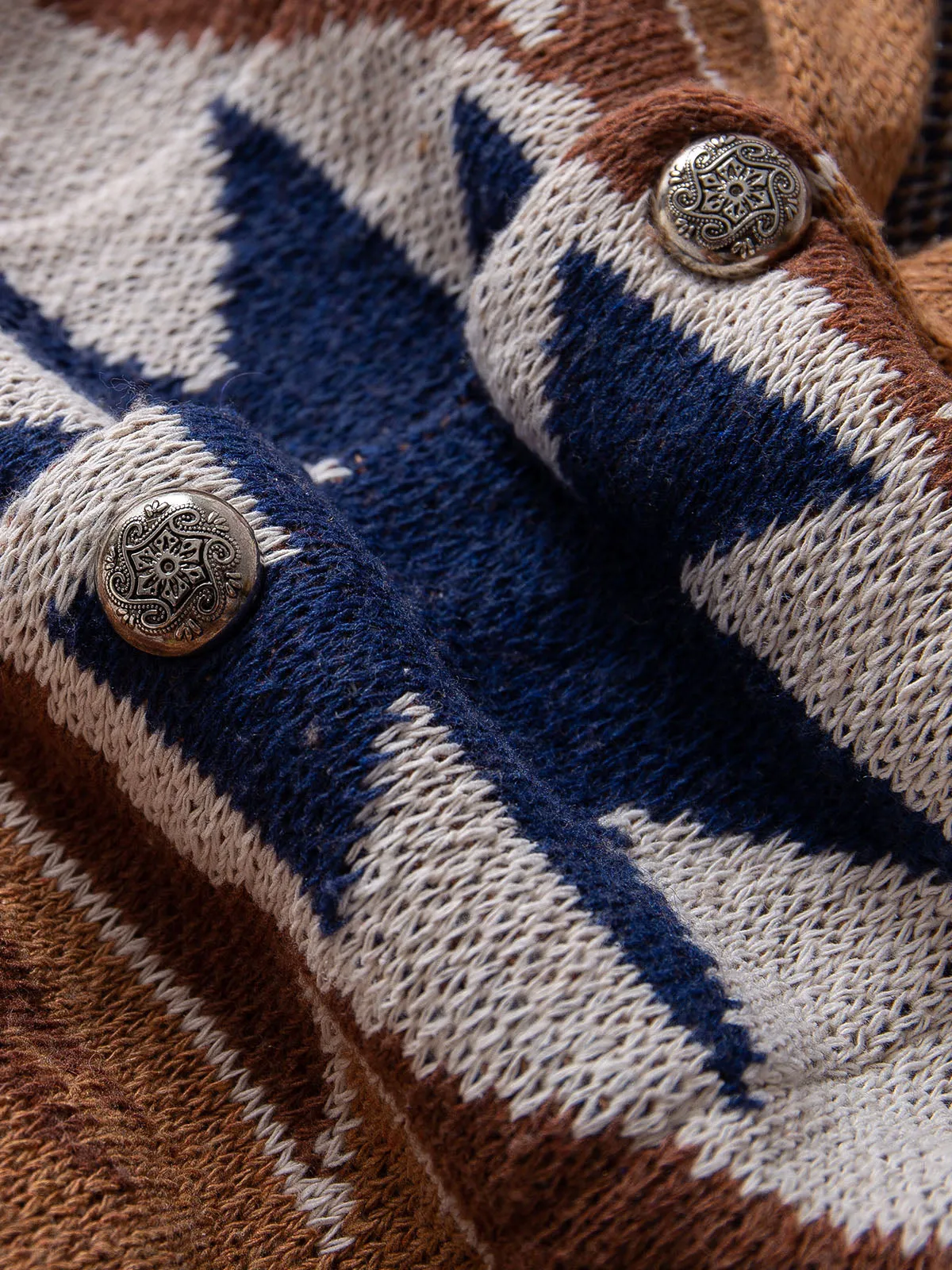 Ethnic Jacquard Shawl Collar Cardigans