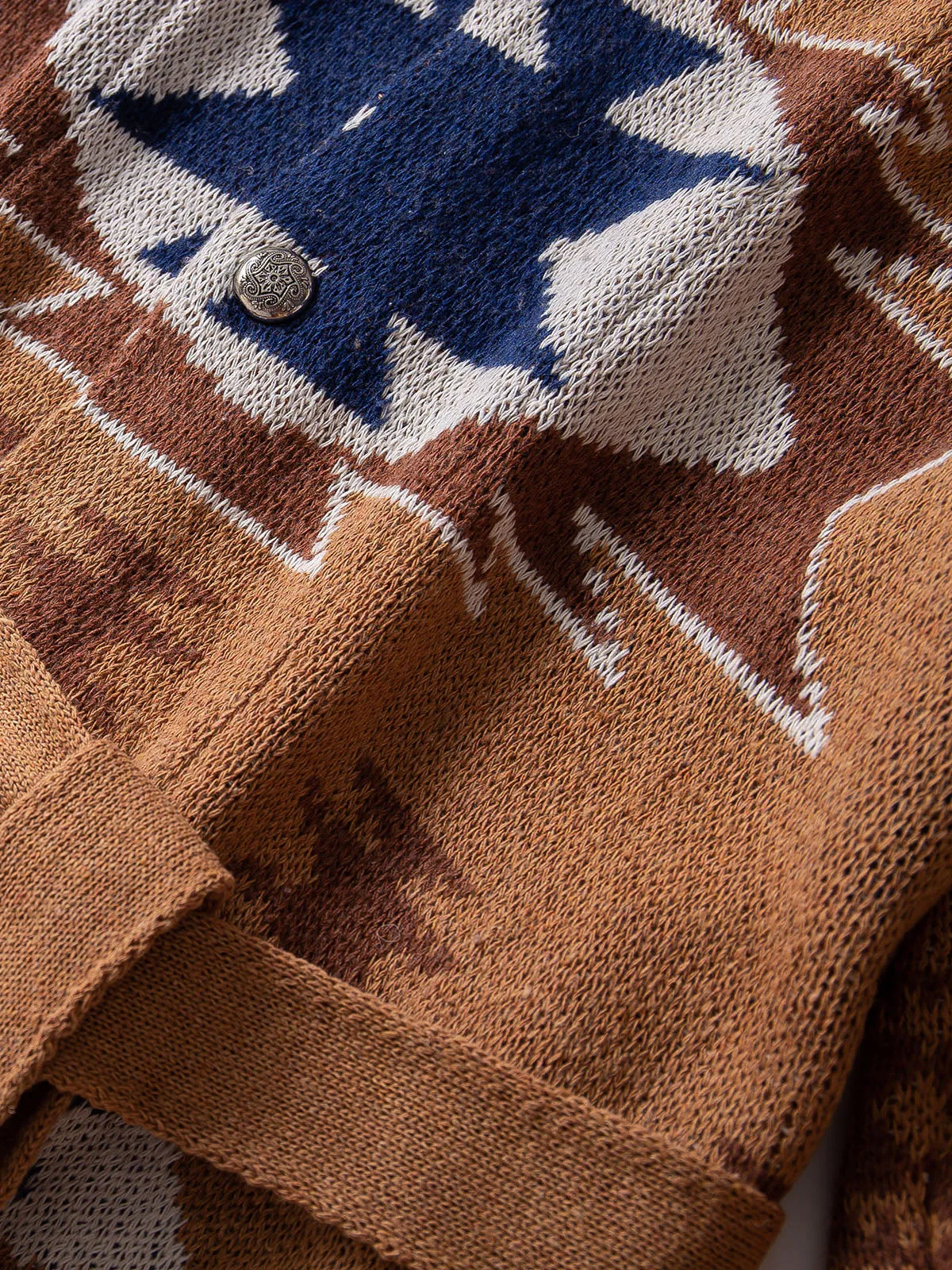 Ethnic Jacquard Shawl Collar Cardigans