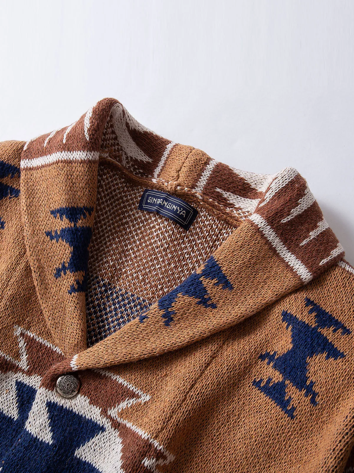 Ethnic Jacquard Shawl Collar Cardigans
