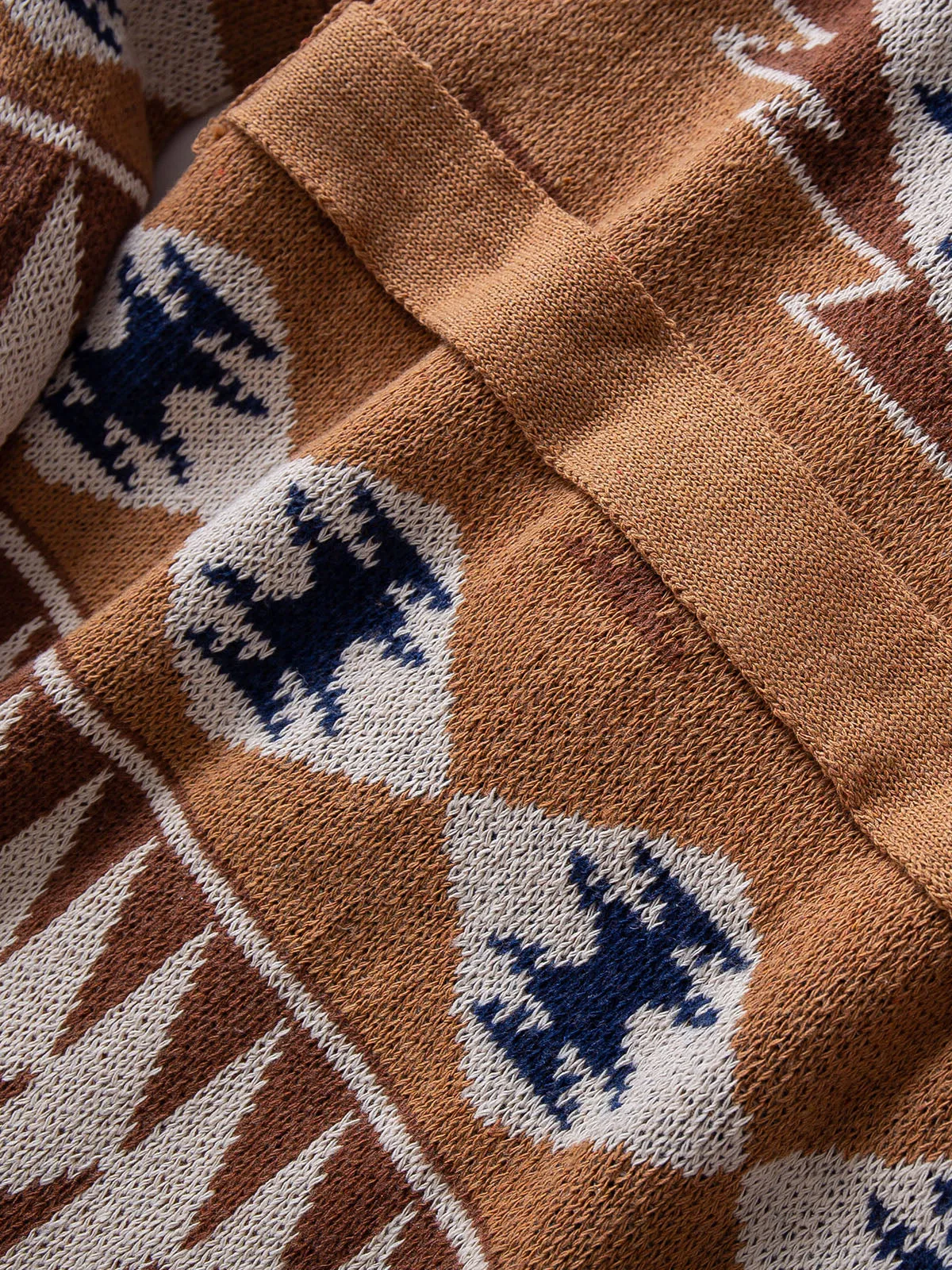 Ethnic Jacquard Shawl Collar Cardigans
