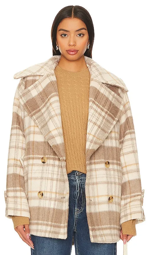 Free People Highlands Wool Peacoat in Beige