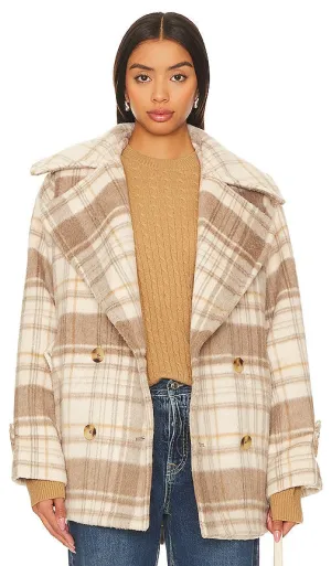 Free People Highlands Wool Peacoat in Beige