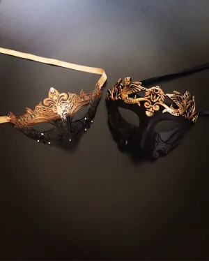Gold/Black Venetian Masks for Couples