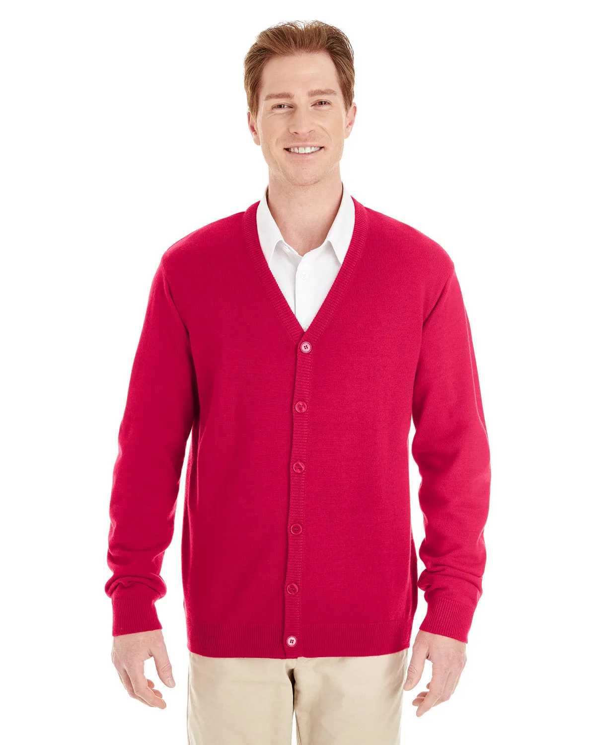 Harriton Men's Pilbloc™ V-Neck Button Cardigan Sweater M425