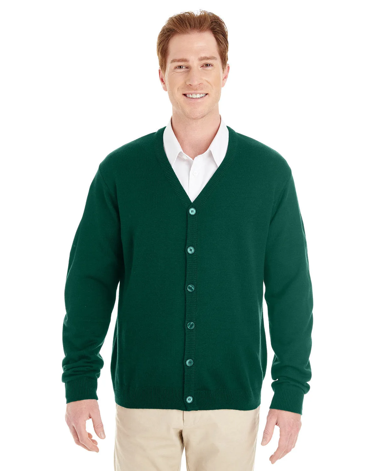 Harriton Men's Pilbloc™ V-Neck Button Cardigan Sweater M425