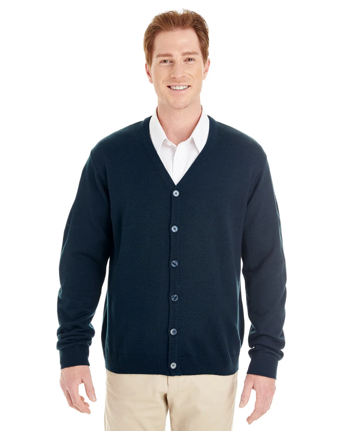 Harriton Men's Pilbloc™ V-Neck Button Cardigan Sweater M425