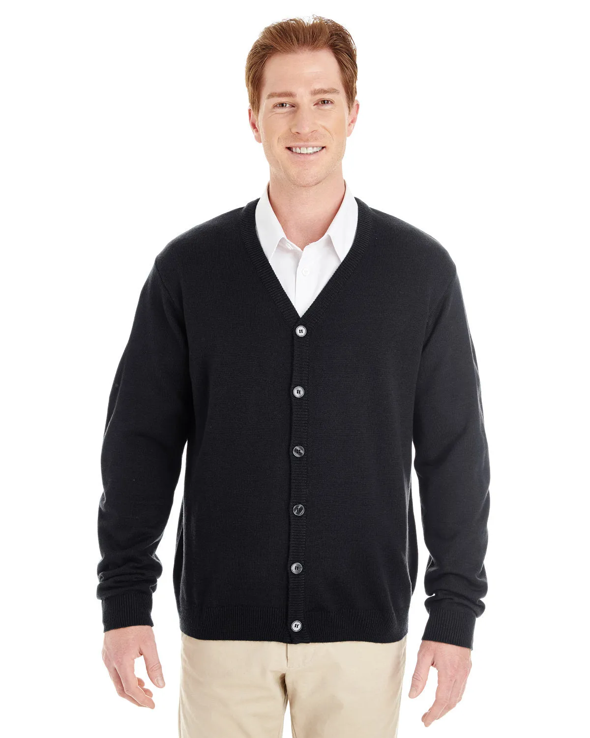 Harriton Men's Pilbloc™ V-Neck Button Cardigan Sweater M425