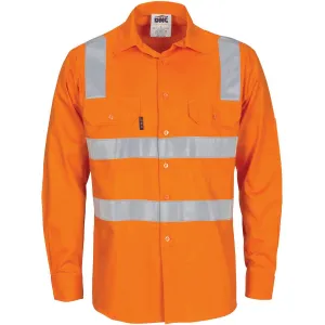 HiVis Cool-Breeze Long Sleeve Cotton Shirt with Hoop & Shoulder CSR R/Tape