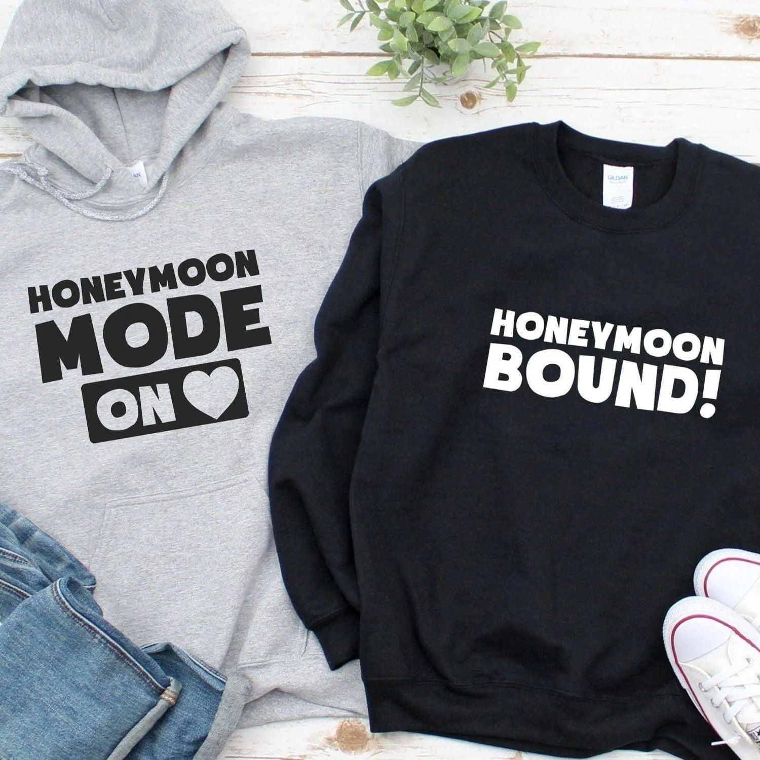 Honeymoon Bound & Honeymoon Mode On - Perfect Couple's Matching Outfits Set