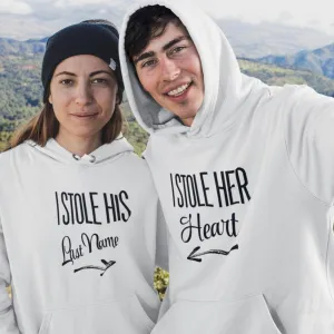 I Stole His Last Name & I Stole Her Heart Matching Set: Amusing Couple's Outfits