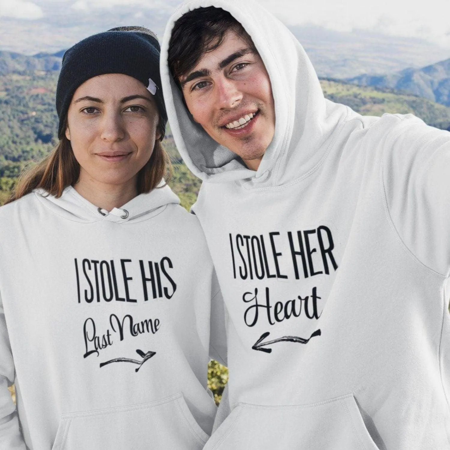 I Stole His Last Name & I Stole Her Heart Matching Set: Amusing Couple's Outfits