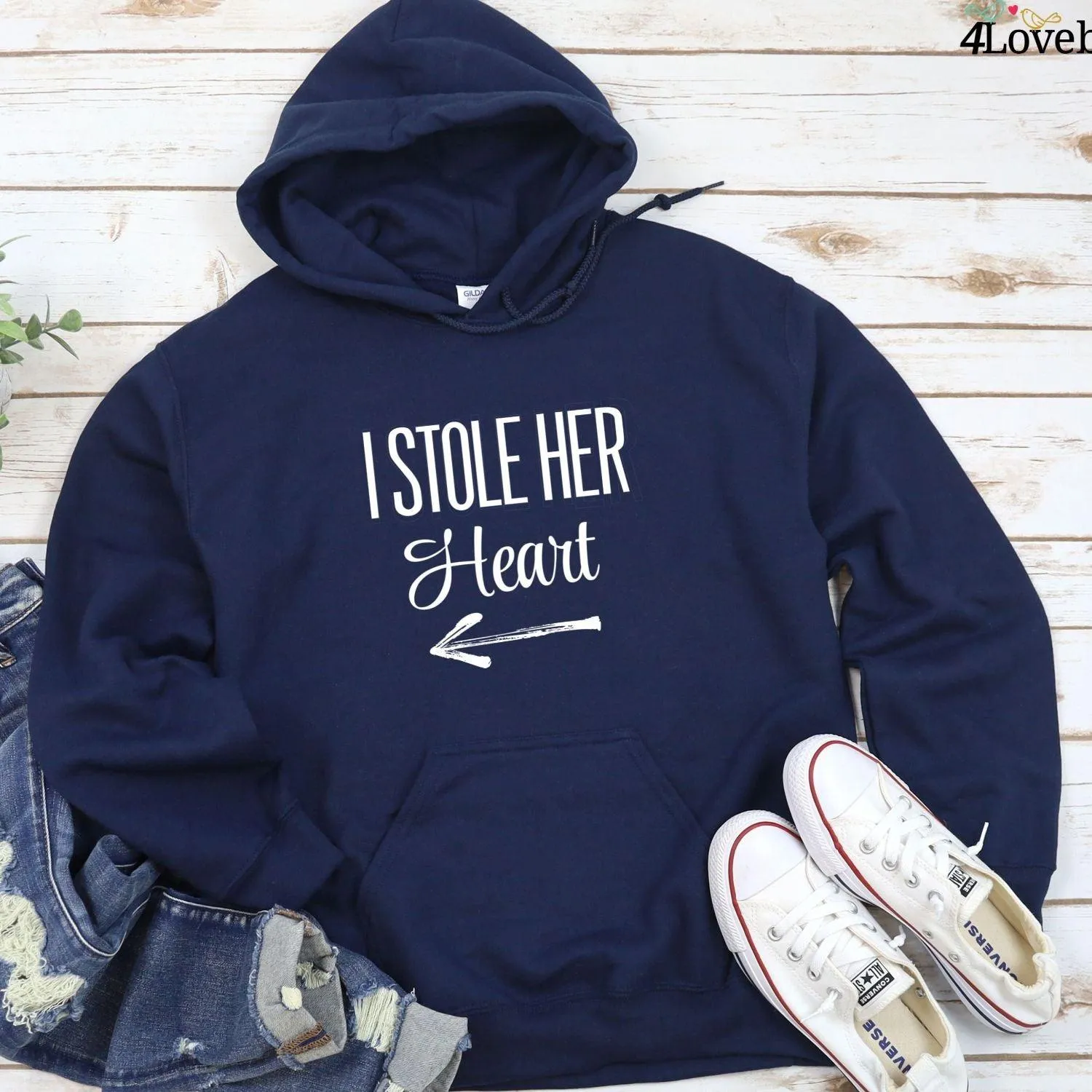 I Stole His Last Name & I Stole Her Heart Matching Set: Amusing Couple's Outfits