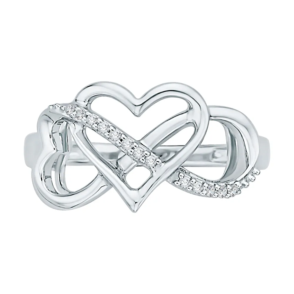 KATARINA 1/20 cttw Diamond Intertwined Infinity and Heart Ring