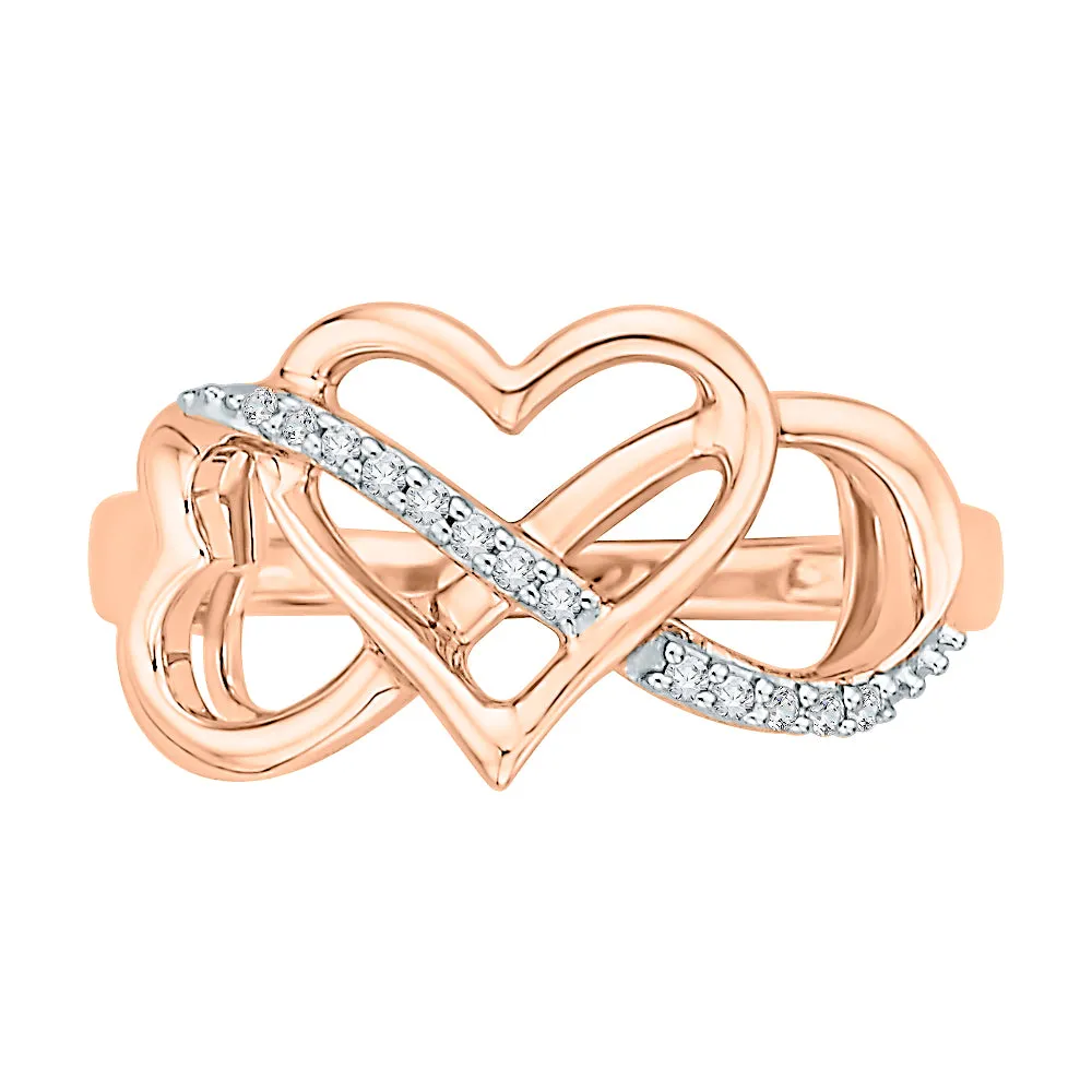 KATARINA 1/20 cttw Diamond Intertwined Infinity and Heart Ring