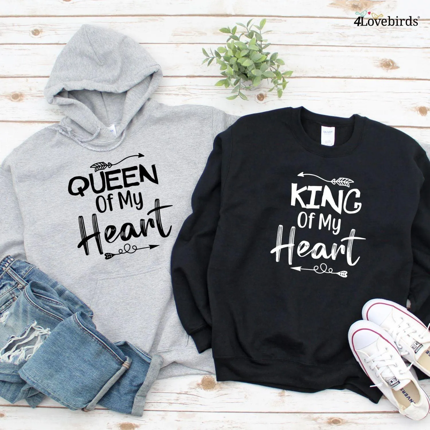 King & Queen of My Heart Couples' Matching Outfits - Ideal Valentine's Day Gift for Lovers!