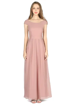 Light Coffee Chiffon Maxi Dress
