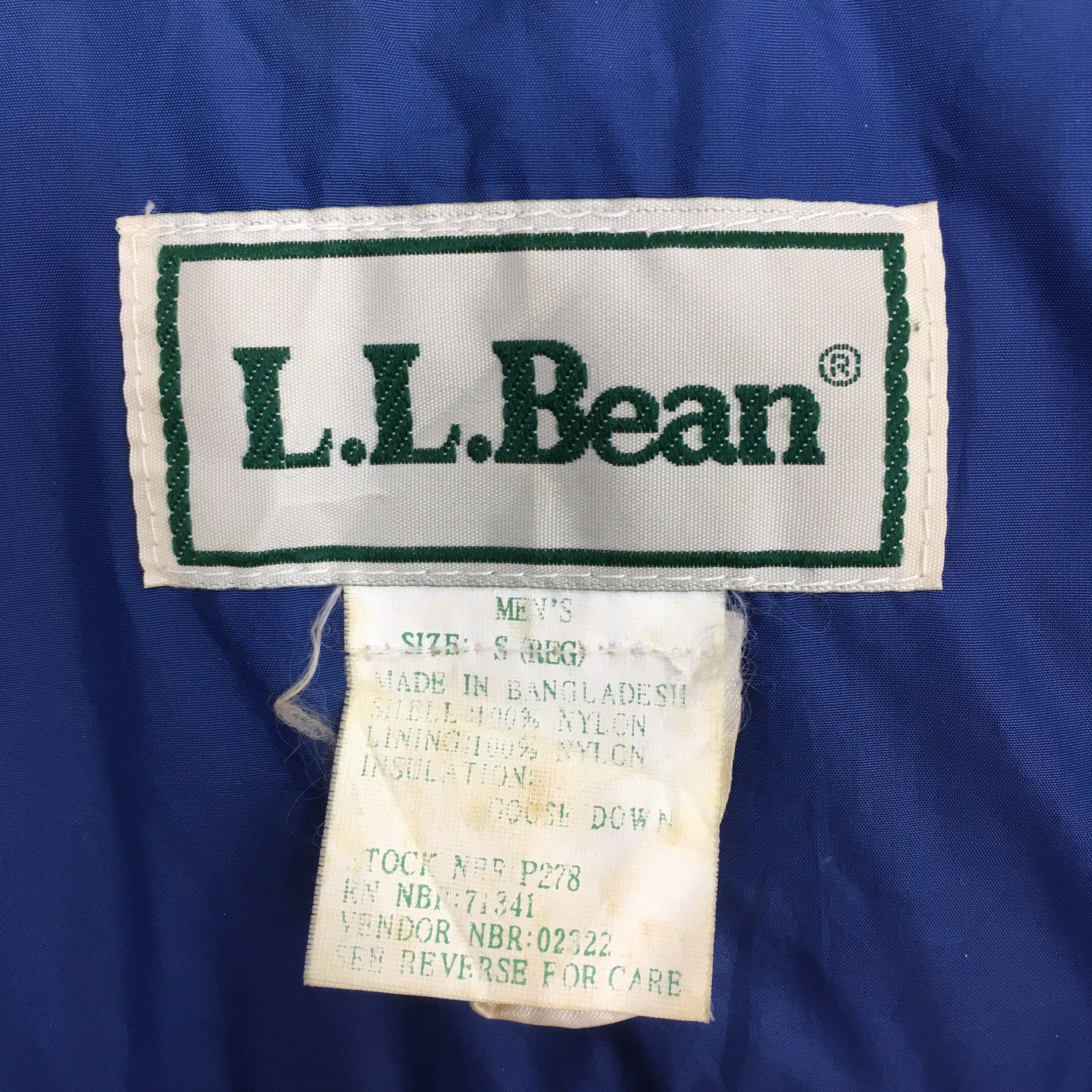 LL Bean Bomber Goose Down Jacket Small