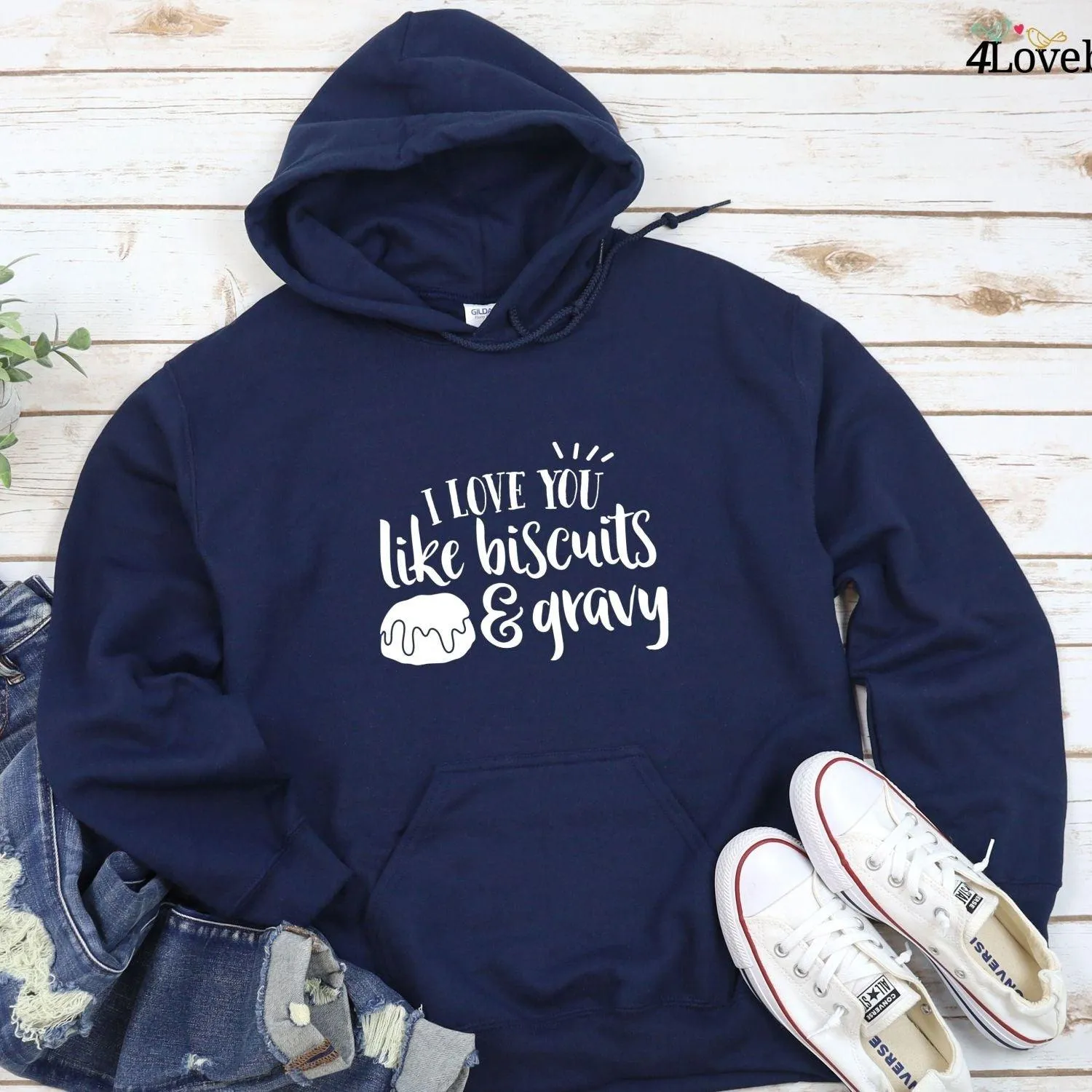 Matching Set for Foodie Couple: I Love You Like Biscuits & Gravy Tops, Valentine Gift