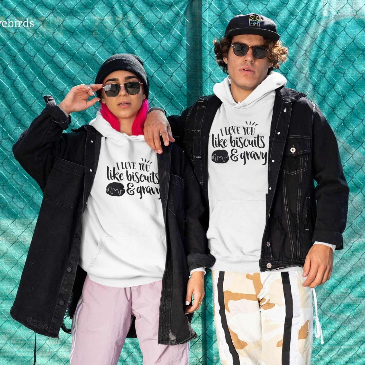 Matching Set for Foodie Couple: I Love You Like Biscuits & Gravy Tops, Valentine Gift