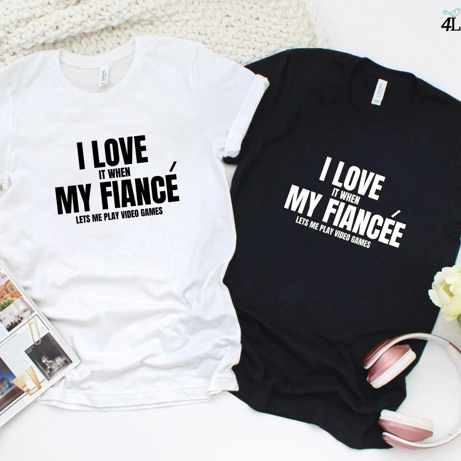 Matching Set: I Love Gaming w/ Fiancé - Perfect Valentine Gift for Couples!
