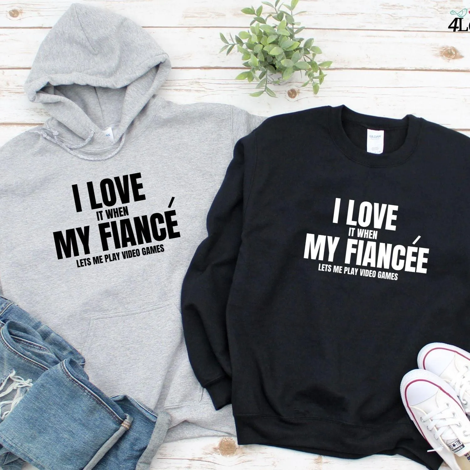 Matching Set: I Love Gaming w/ Fiancé - Perfect Valentine Gift for Couples!