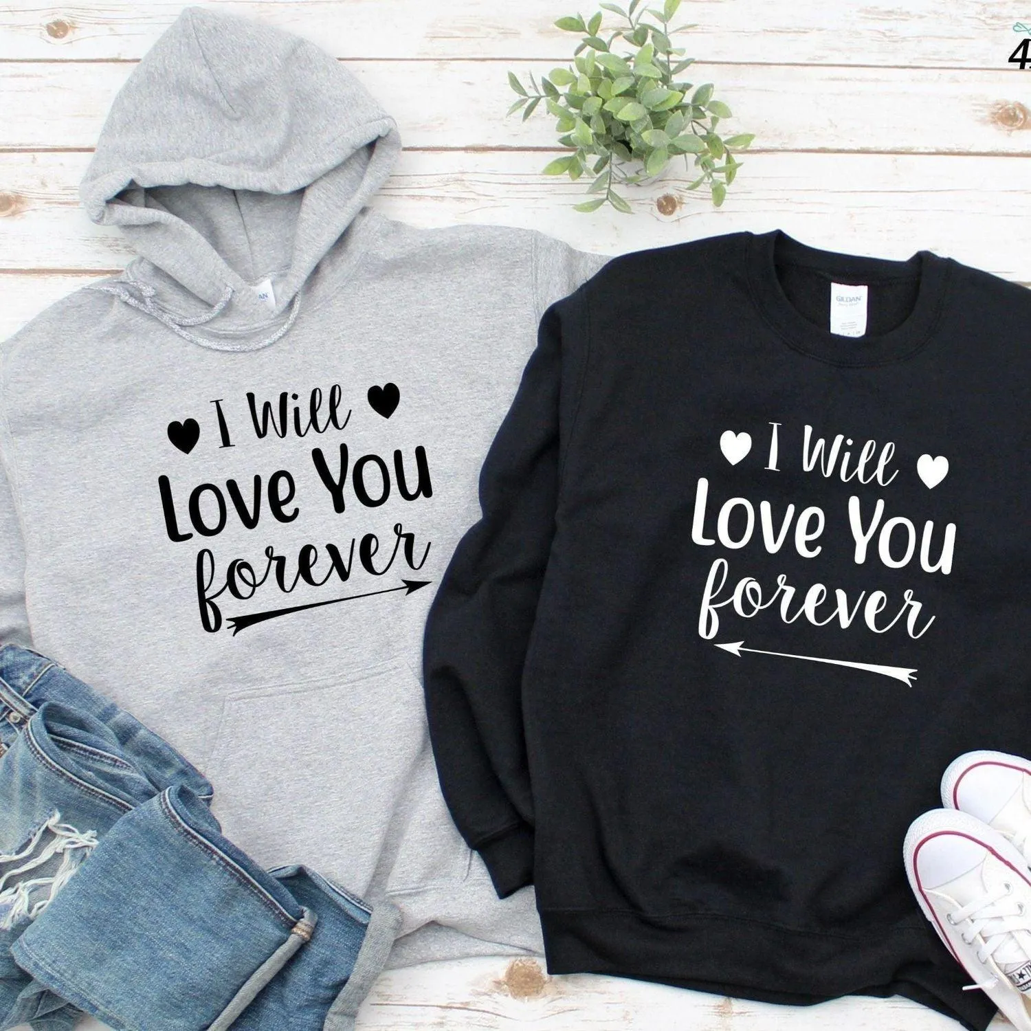 Matching Set: 'I'll Love You Forever' Gift for Couple, Boyfriend/Girlfriend Outfit