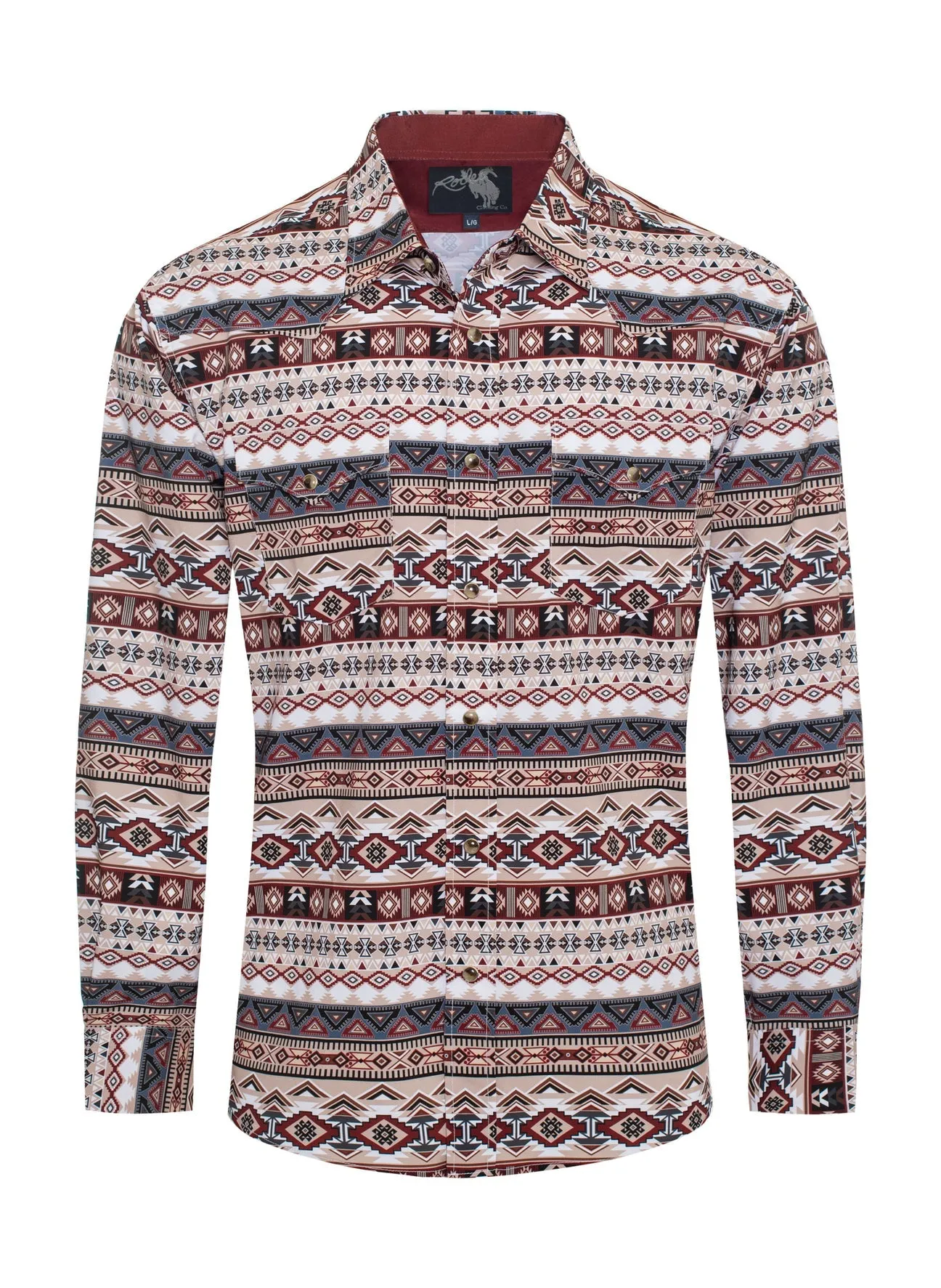 Men's Western Pearl Snap Aztec Print Shirt